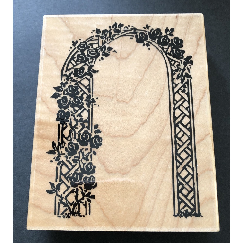 Stampendous Rubber Stamp Rose Arbor Border R01 Wood Mounted